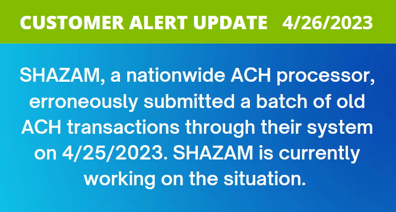 Customer Alert: ACH Transactions