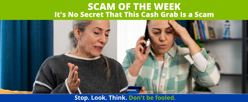 Recent Scams Article: It's No Secret That This Cash Grab Is a Scam