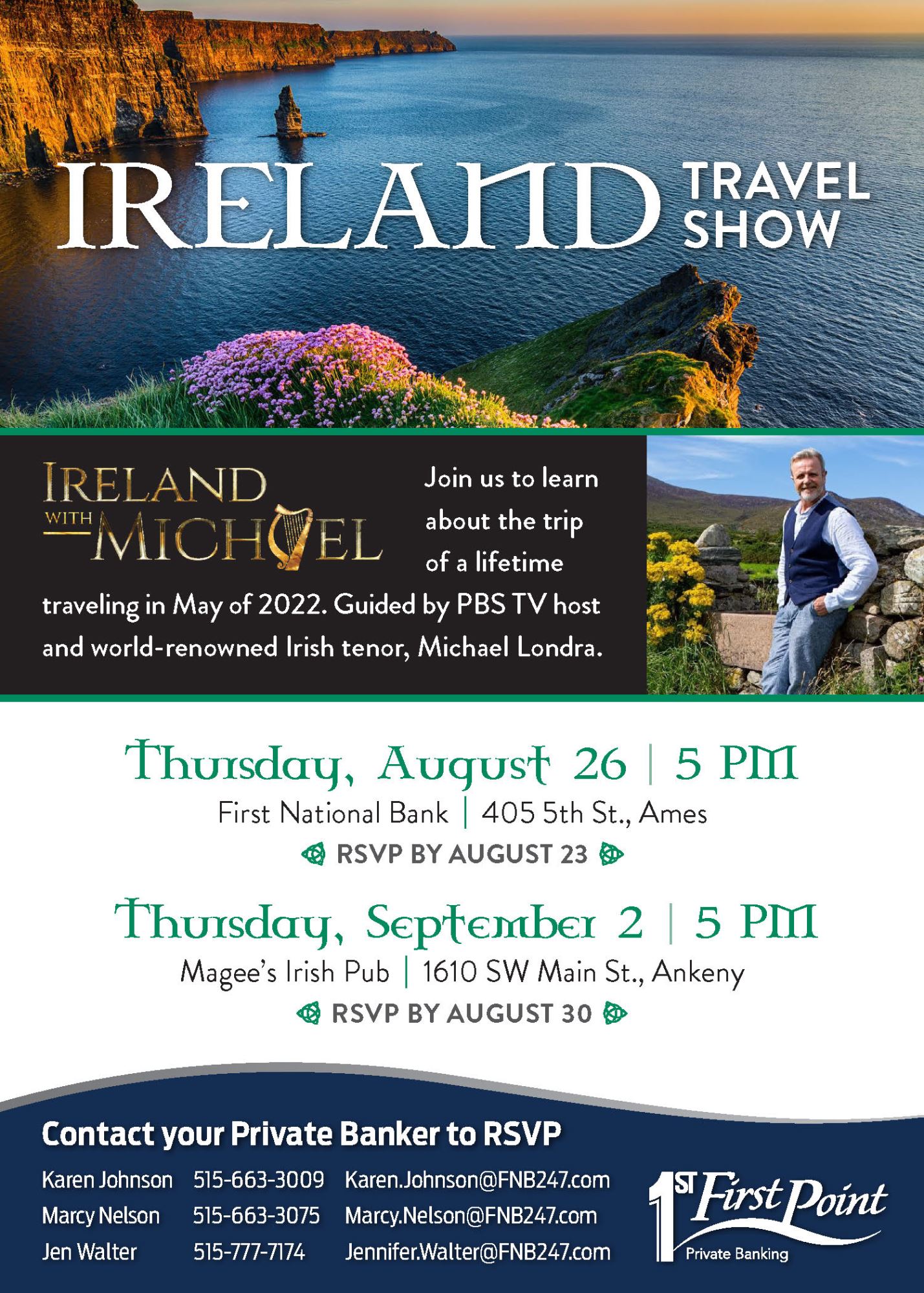 Ireland Travel Show Invitation with Ireland background image