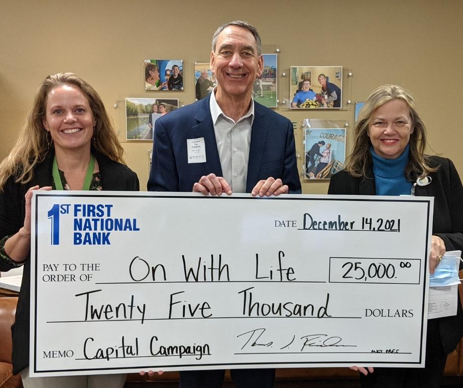 Donation presentation to On With Life