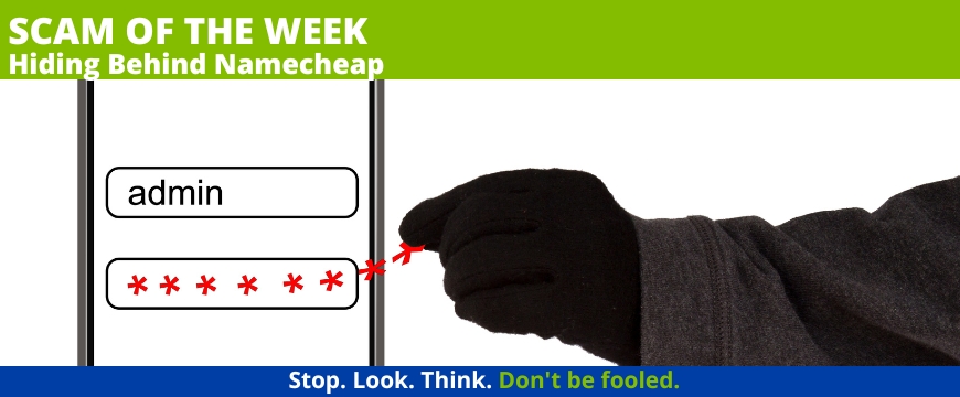 Recent Scams Article: Hiding Behind Namecheap