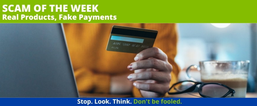 Recent Scams Article: Real Products, Fake Payments