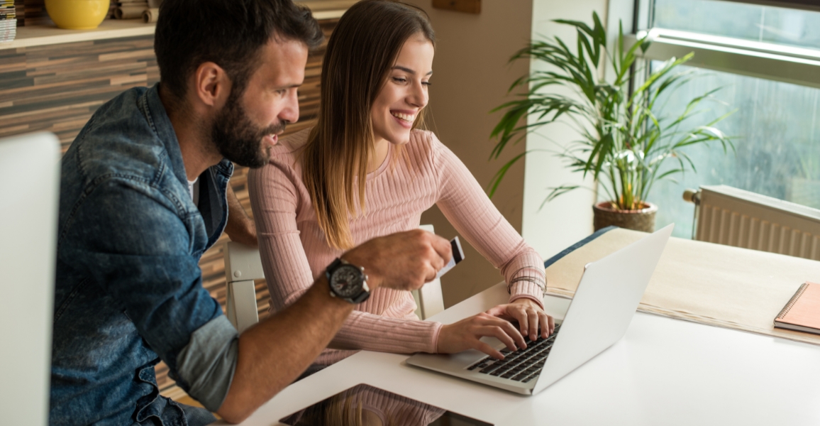 Couple purchasing something online
