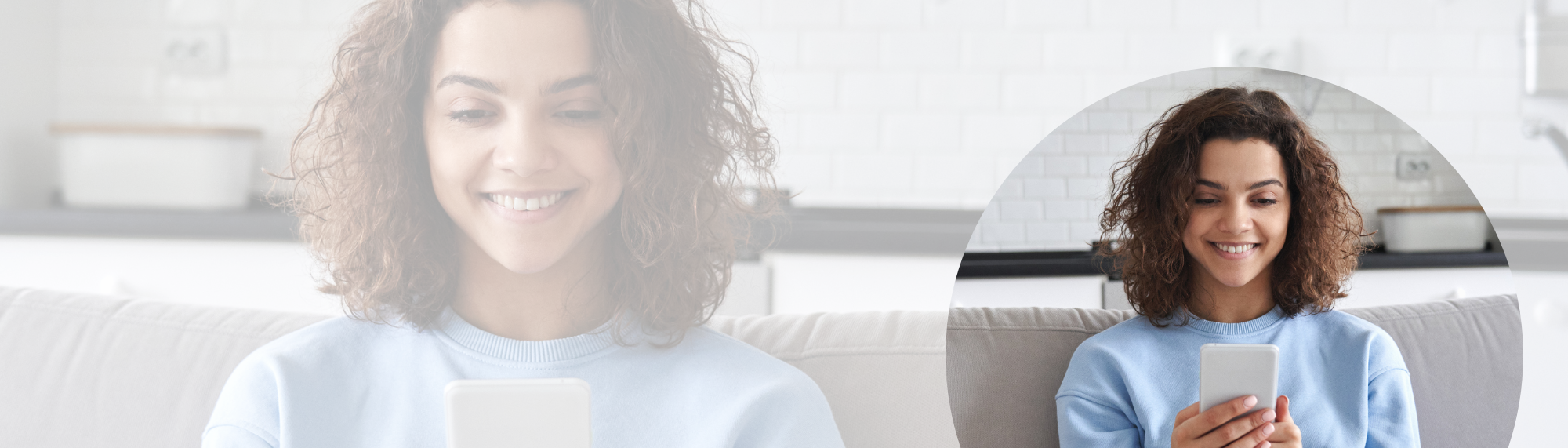 Woman looking at her smartphone enjoying our great alerts. 