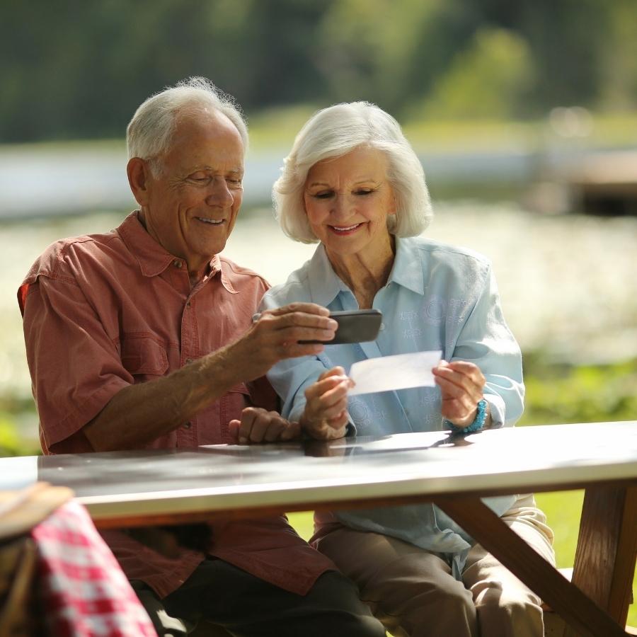 Couple making a mobile deposit