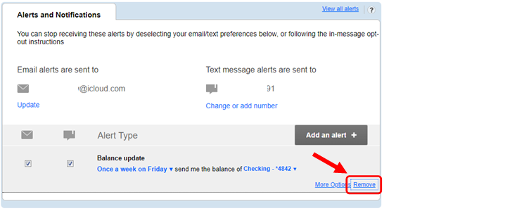Remove alert button