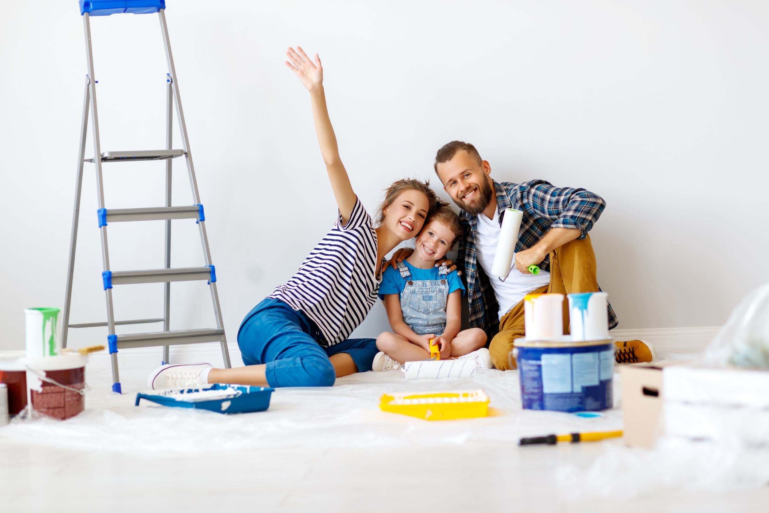 Family with a child in house